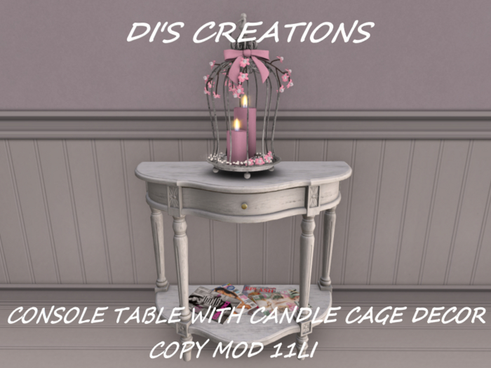 HM CONSOLE TABLE WITH CANDLE CAGE DECOR