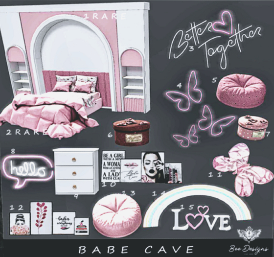 Bee Designs BabeCave Full Complete Set 1-15 PG Bedroom Set