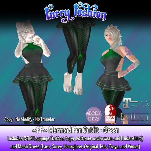 ~FF~ Mermaid Fun - Green - Unpack HUD