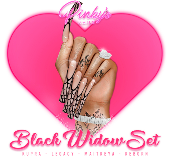 !! Pinky's Nails !! Black Widow Set ' Square