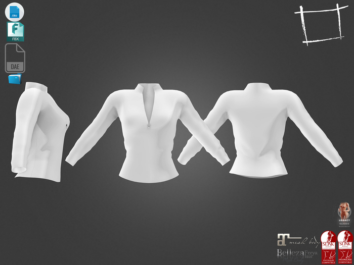 Dae Obj FBX For Female Zipped Front Sports Jacket Top Maitreya Slink Physique Hourglass Belleza Isis Freya Legacy