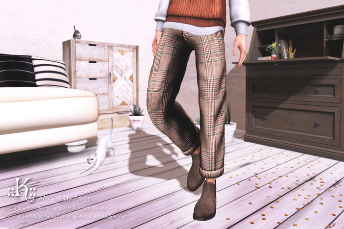 ::K:: A/W Roll-Up Pants Tweed-Lightgray [wear]