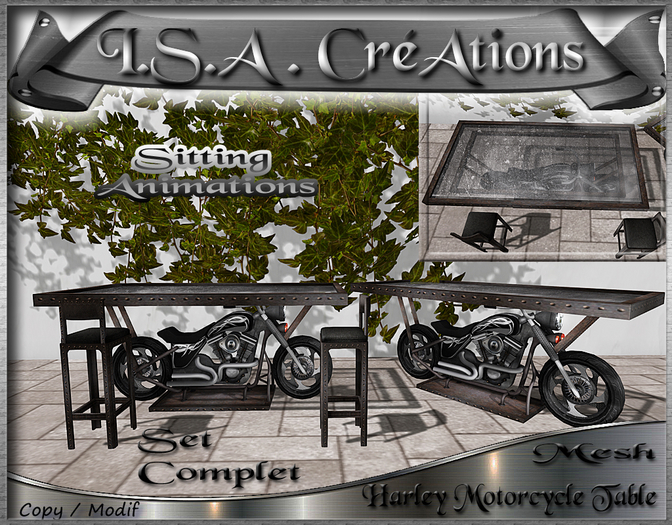 Harley Motorcycle Table * Mesh * BOX