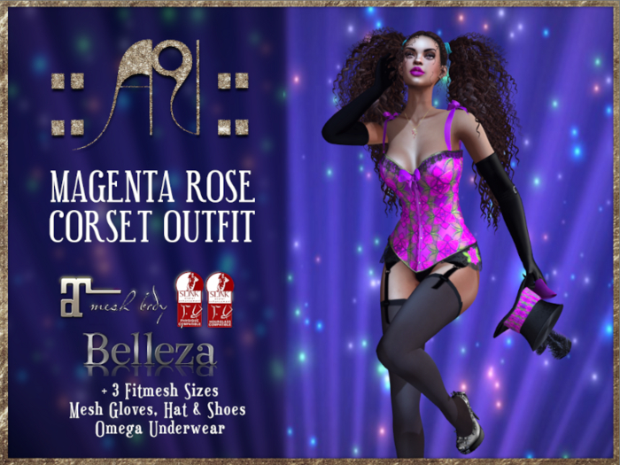 ::AU:: MAGENTA ROSE CORSET OUTFIT