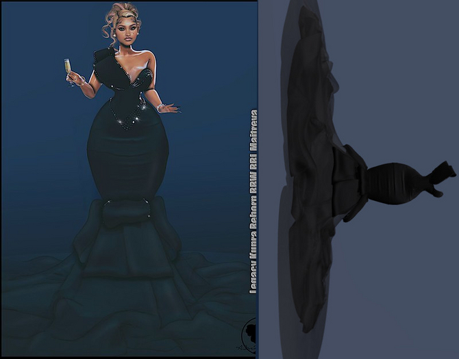 {ABC} Marashi Folds Gown Black