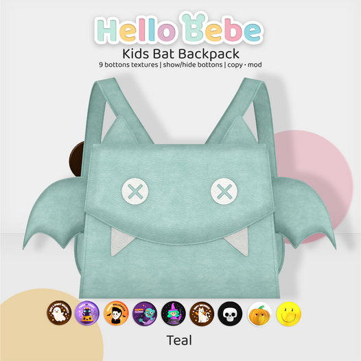 Hello Bebe - Kids Bat Backpack Teal