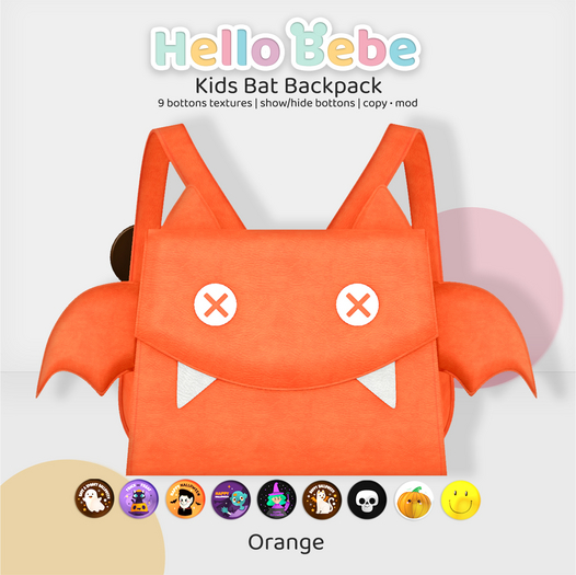 Hello Bebe - Kids Bat Backpack Orange