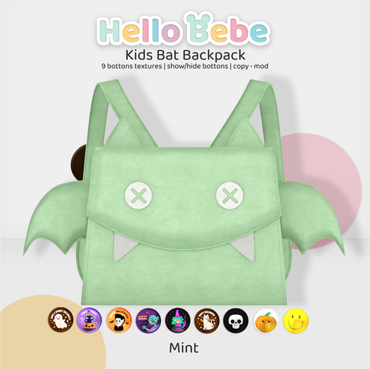 Hello Bebe - Kids Bat Backpack Mint