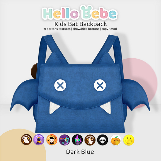 Hello Bebe - Kids Bat Backpack Dark Blue