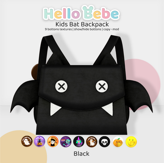 Hello Bebe - Kids Bat Backpack Black