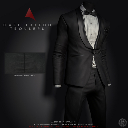 //Ascend// Gael Tuxedo Suit Trousers - Black