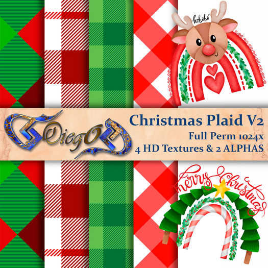 Diego Textures ~ Rainbow Christmas Plaid