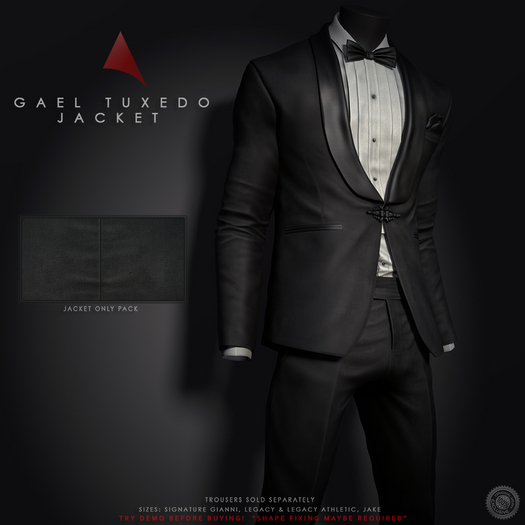 //Ascend// Gael Tuxedo Suit Jacket - Black