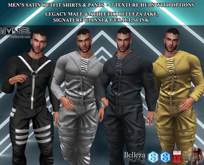 (HASSEL) PACK MENS OUTFIT BRYAN TSHIRT & PANT 398 LEGACY MALE & ATHLETIC, SIGNATURE GIANNI & GERALT, BELLEZA JAKE, SLINK
