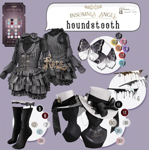 Insomnia Angel . houndstooth 3 - dripping garter [silver]