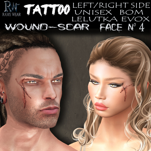 RAMS WEAR--Tattoo-Wound Scar Face-4-[add&click]