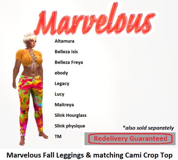 Marvelous Fall Leggings  & Matching Cami CropTop