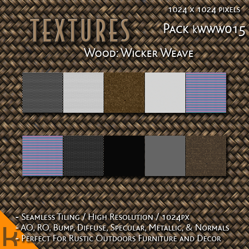Second Life Marketplace - [kWWW015] 1024px brown herringbone wicker ...