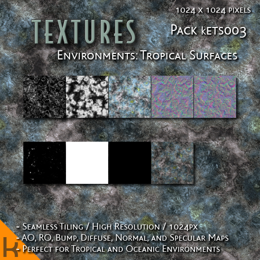 Second Life Marketplace - [kETS003] 1024px blue grey coral reef texture ...
