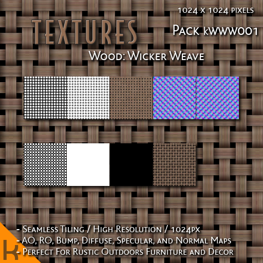 Second Life Marketplace - [kWWW001] 1024px clean brown wooden wicker ...