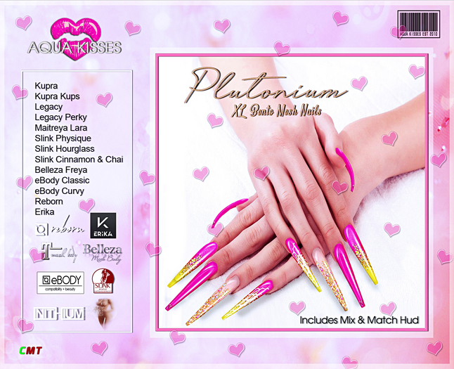 ♥♥Aqua Kisses♥♥ Plutonium XL Bento Mesh Nails