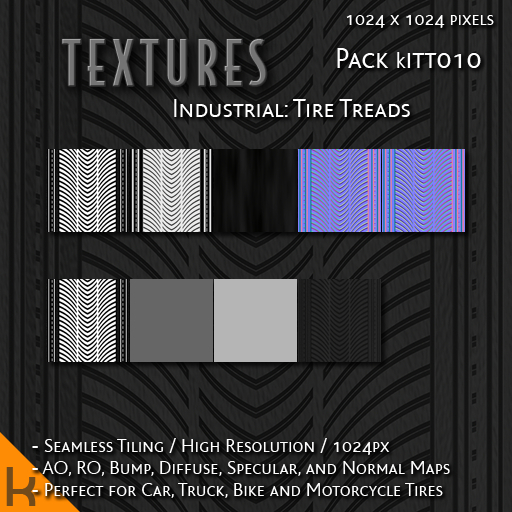 Second Life Marketplace - [kITT010] A 1024px seamless tire tread ...