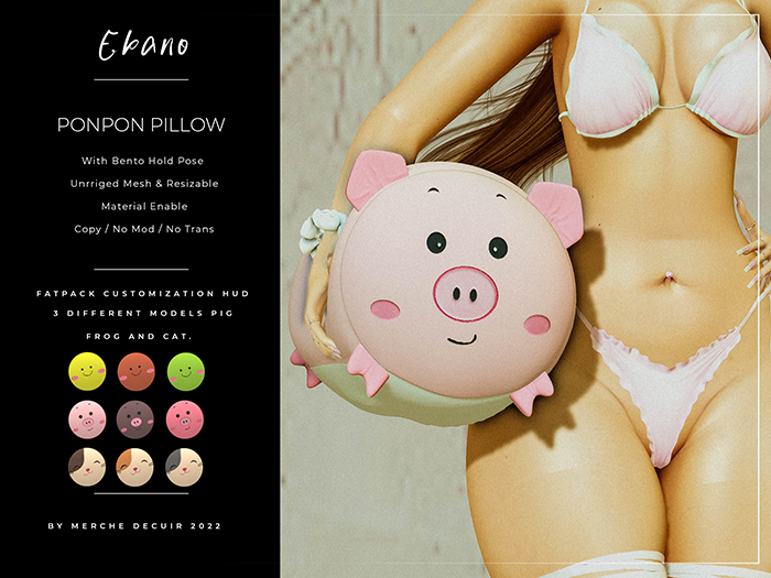 Ebano-Ponpon Pillow Cat(White)