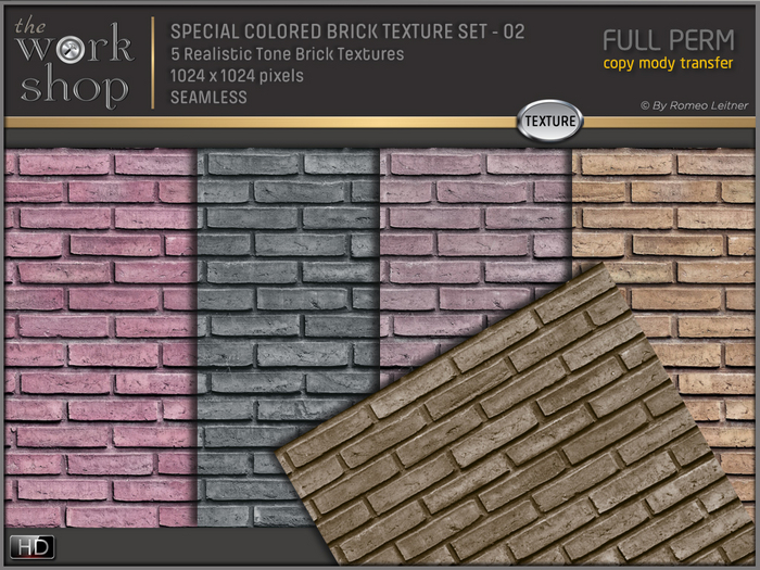 Second Life Marketplace - SPECIAL COLORED BRICK TEXTURES SET-02