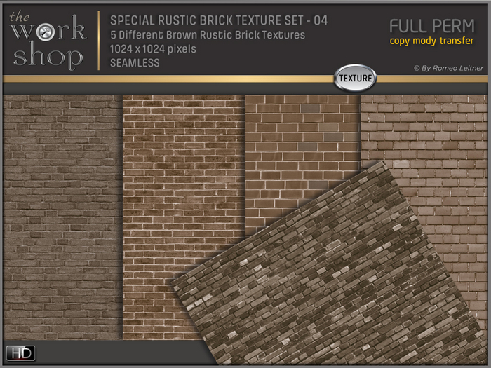 Brick Rake Texture Second Life Marketplace - SPECIAL COLORED BRICK TEXTURES SET-04