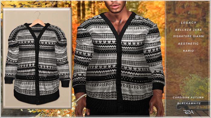 R2A- CARDIGAN BLACK&WHITE