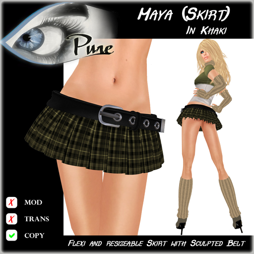 << PURE >> Maja (Skirt) in Khaki [inworld price 99L$]