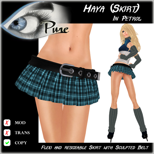 << PURE >> Maja (Skirt) in Petrol [inworld price 99L$]