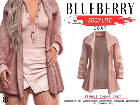 Second Life Marketplace - Blueberry - Socialite - Fur Coat - Nude