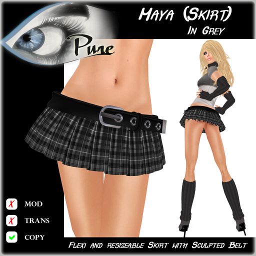 << PURE >> Maja (Skirt) in Grey [inworld price 99L$]
