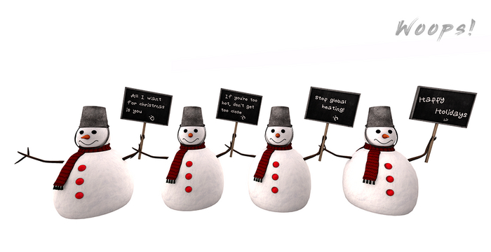Woops! Snowman with bucket hat