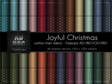 AD HOC - JOYFUL CHRISTMAS - Fatpack A01-B01-C01-D01 - Cotton Linen Fabric (solids & little dots)