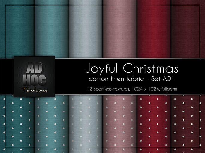 AD HOC - JOYFUL CHRISTMAS - Set A01 - Cotton Linen Fabric (solids & little dots)
