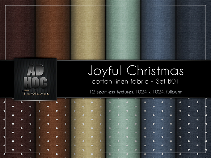 AD HOC - JOYFUL CHRISTMAS - Set B01 - Cotton Linen Fabric (solids & little dots)