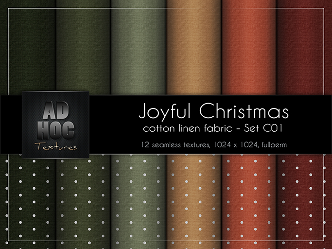 AD HOC - JOYFUL CHRISTMAS - Set C01 - Cotton Linen Fabric (solids & little dots)