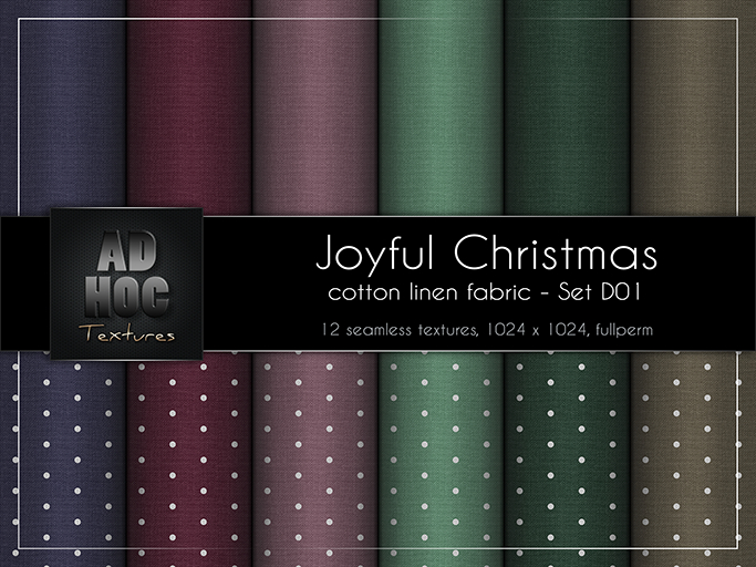 AD HOC - JOYFUL CHRISTMAS - Set D01 - Cotton Linen Fabric (solids & little dots)