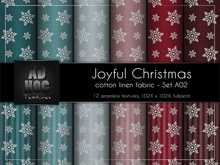 AD HOC - JOYFUL CHRISTMAS - Set A02 - Cotton Linen Fabric (snowflake stars & stripes)