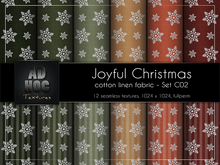 AD HOC - JOYFUL CHRISTMAS - Set C02 - Cotton Linen Fabric (snowflake stars & stripes)