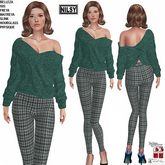 BACK KNOT SWEATER AND WOOL LEGGINGS,MESH BODY