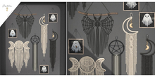 Dahlia - Occult - Macrames - FATPACK, Pentagram, Bat, Triple Goddess, Half Moon, Ghost Frames