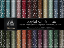 AD HOC - JOYFUL CHRISTMAS - Fatpack A04-B04-C04-D04 - Cotton Linen Fabric (stars & stripes)