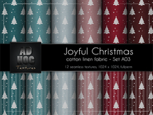 AD HOC - JOYFUL CHRISTMAS - Set A03 - Cotton Linen Fabric (christmas tree & stripes)