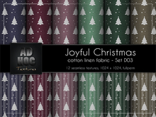 AD HOC - JOYFUL CHRISTMAS - Set D03 - Cotton Linen Fabric (christmas tree & stripes)