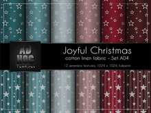 AD HOC - JOYFUL CHRISTMAS - Set A04 - Cotton Linen Fabric (stars & stripes)