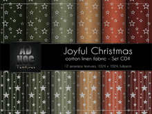 AD HOC - JOYFUL CHRISTMAS - Set C04 - Cotton Linen Fabric (stars & stripes)
