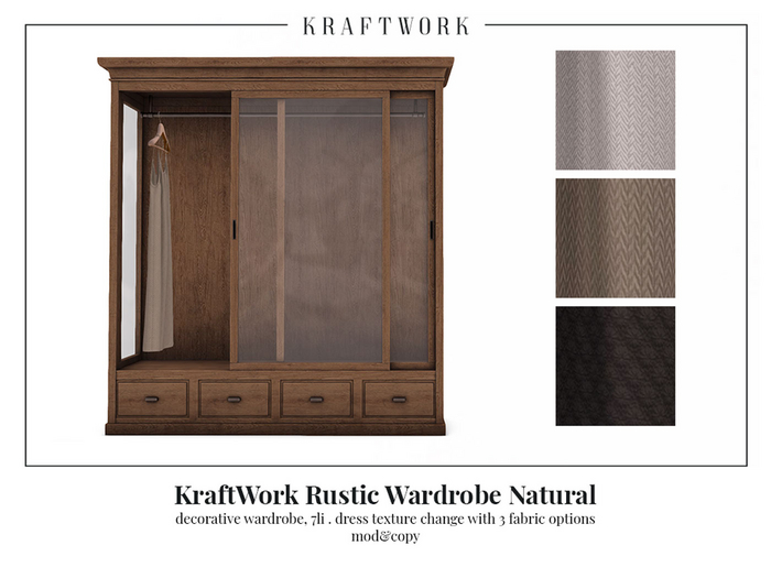 KraftWork Rustic Wardrobe Natural(Add Me)